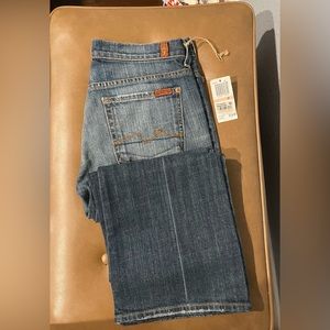 Vintage Deadstock Y2K 7 FOR ALL MANKIND BoyCut BLUE COTTON BLEND DENIM JEANS